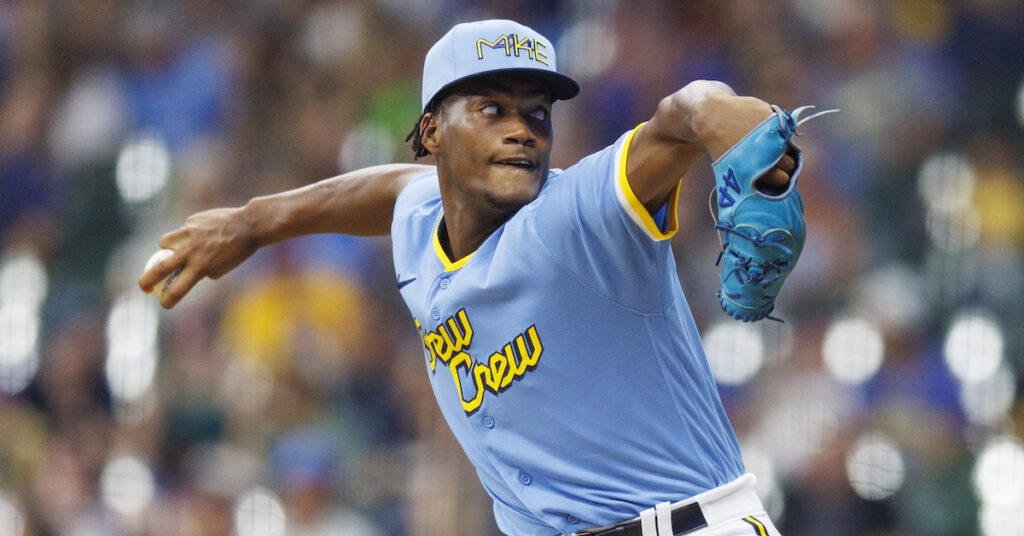 Abner Uribe pitching– a top 2026 fantasy baseball closer.